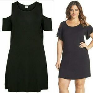 ASOS Curve 👗LBD Black Cold Shoulder Dress 16/0X*